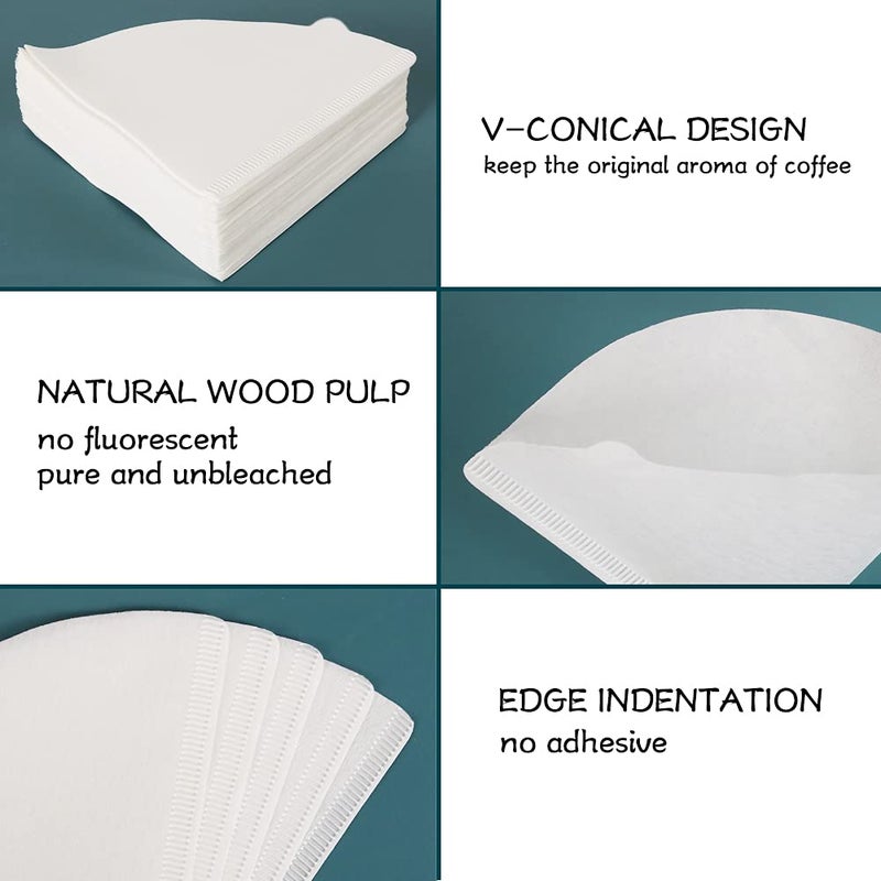 YQL V02 Coffee Filter,Size02 200 Count Natural White Disposable Coffee Filters Paper Fit for Drip Coffee Dripper(2-6Cup) - Image 5